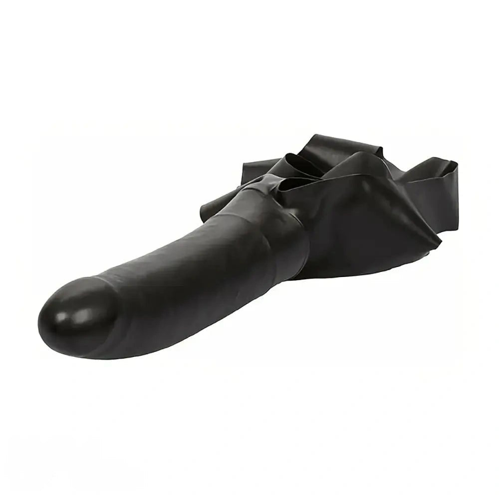 Black chin harness strap-on dildo