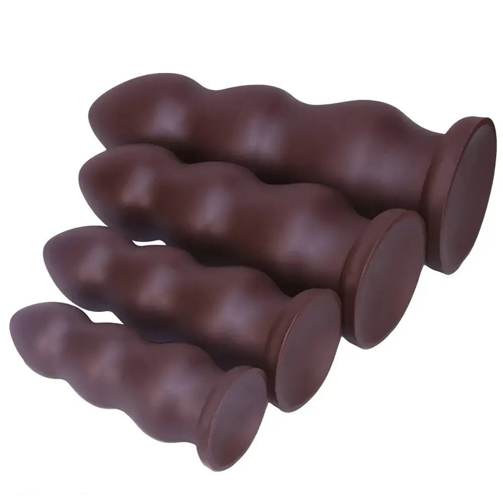 Chocolate ribbed anal dildo, photo 11