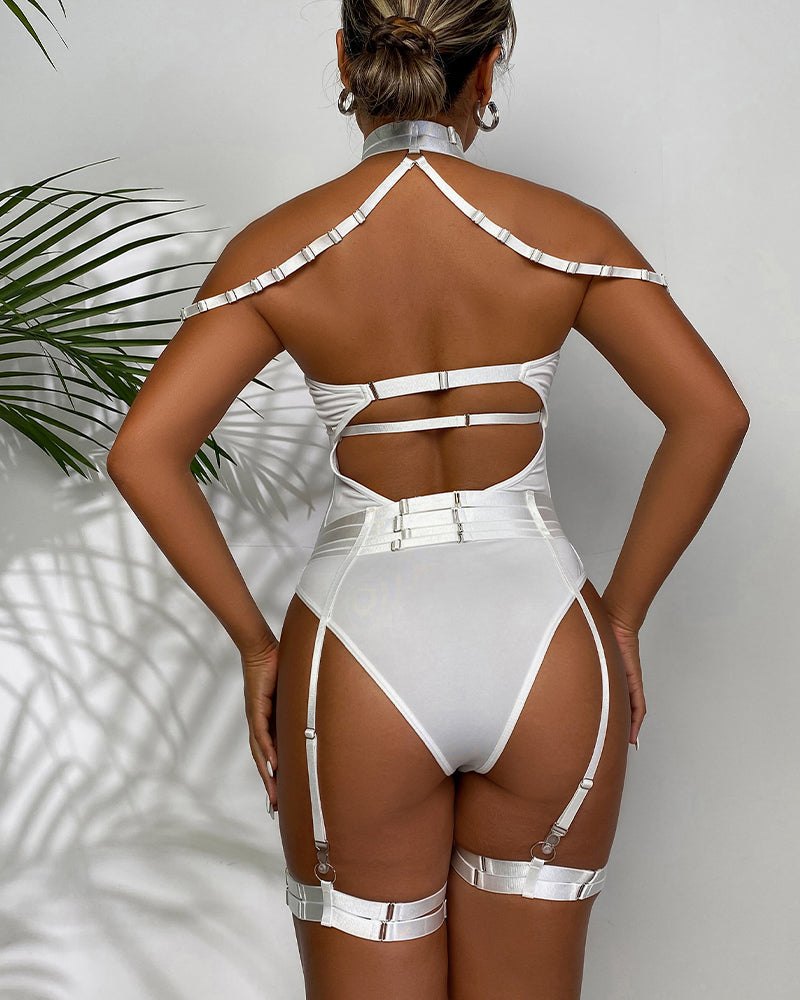 Choker mesh bodysuit garter straps, photo 8