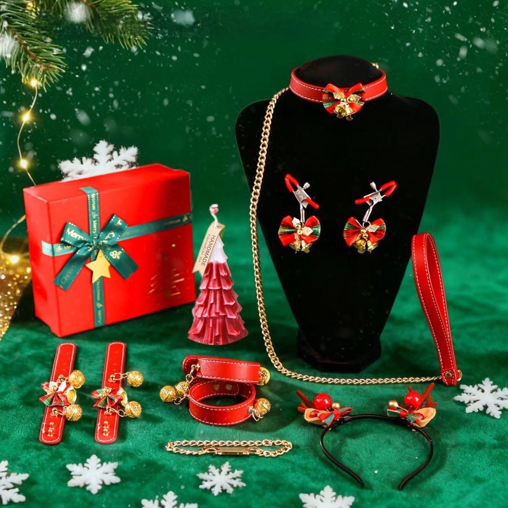 Red and gold christmas bondage restraint set, photo 1
