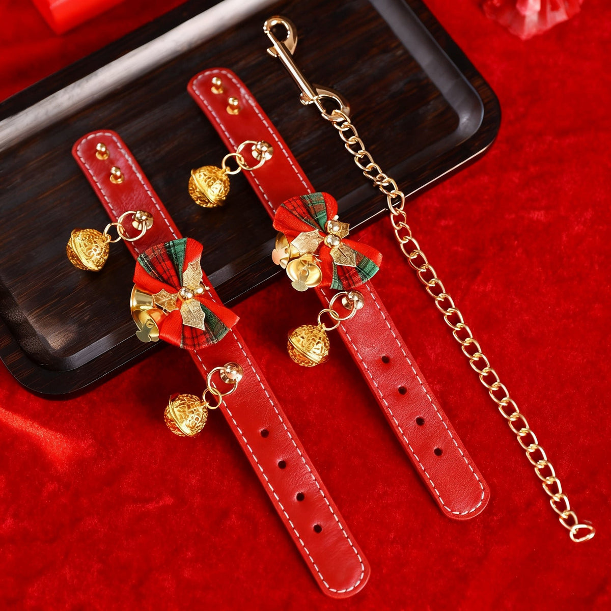 Red and gold christmas bondage restraint set, photo 7