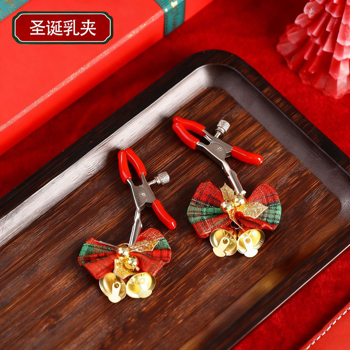 Red and gold christmas bondage restraint set, photo 9