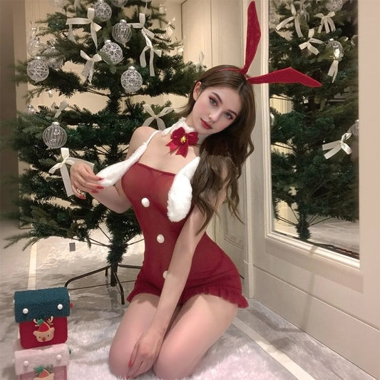 Christmas bunny girl lace roleplay dress set, photo 2