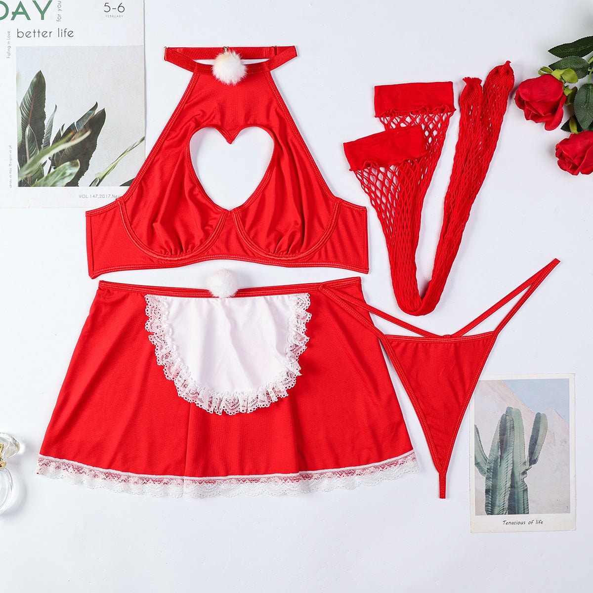 Christmas maid heart cutout bra set, photo 6