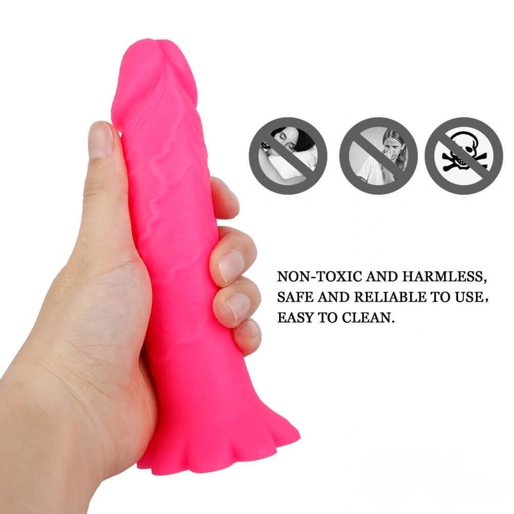 Pink liquid silicone suction cup dildo, photo 7