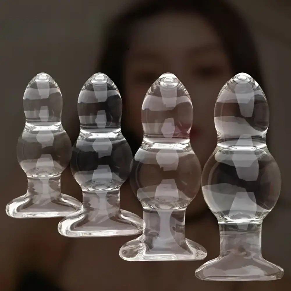 Clear beaded glass dildo, photo 1