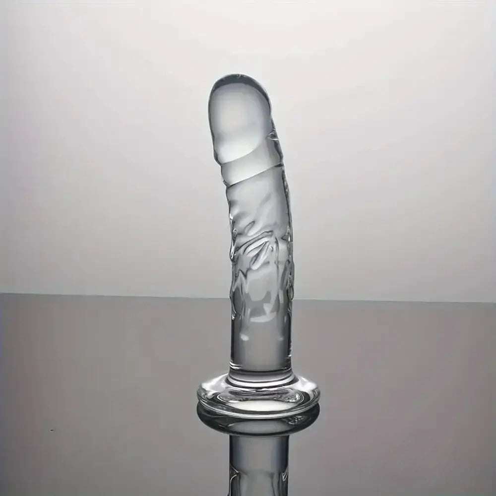 Clear glass dildo with disc base, photo 2
