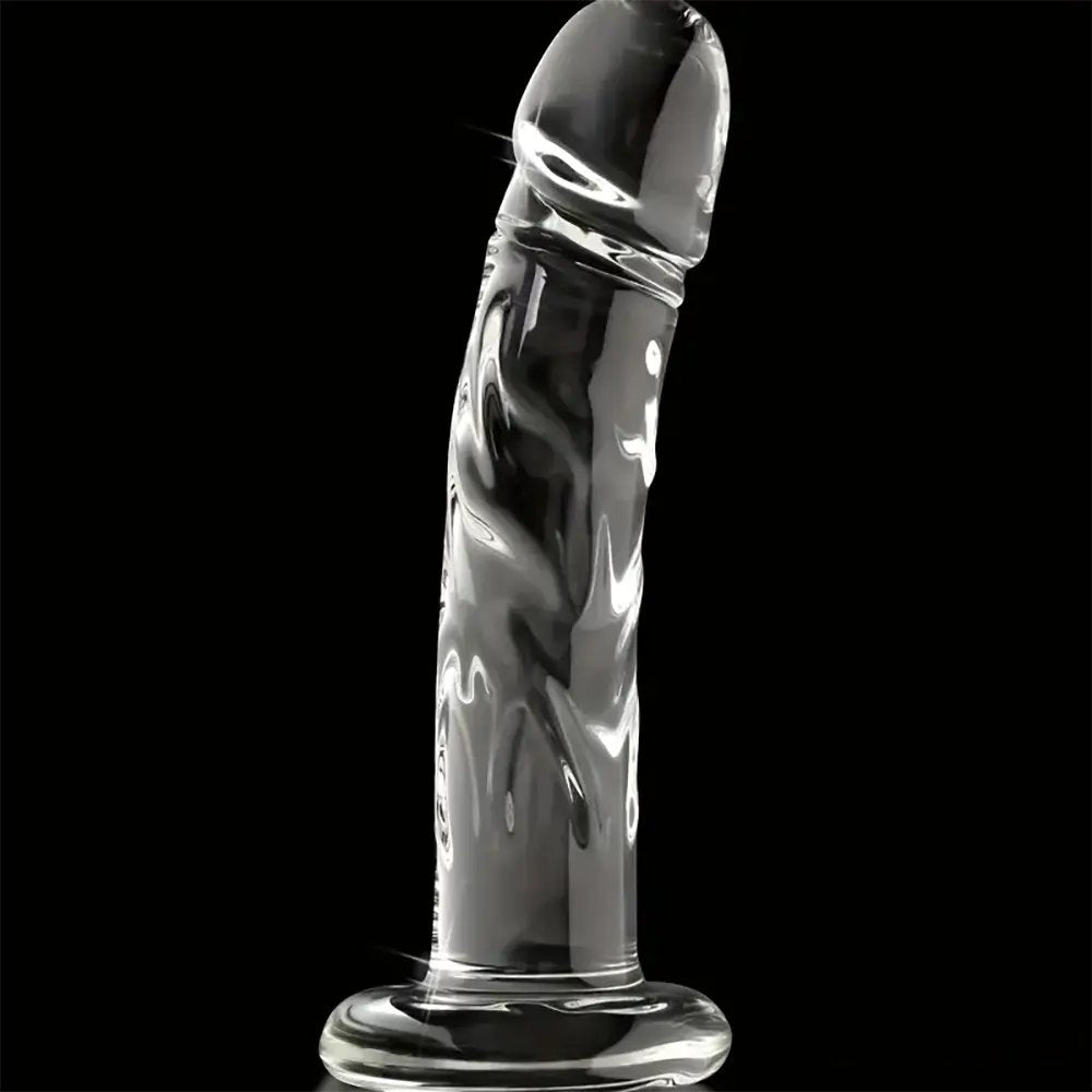 Clear glass dildo with disc base, photo 3