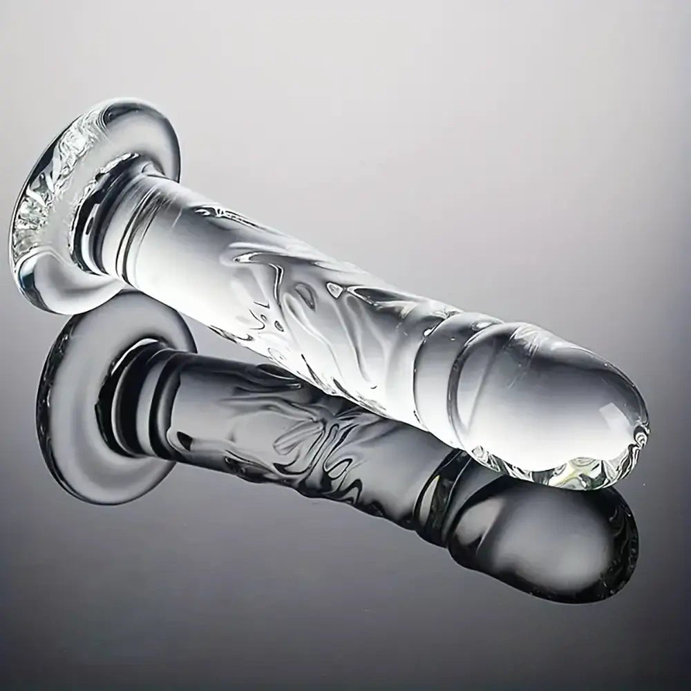 Clear glass dildo with disc base, photo 4