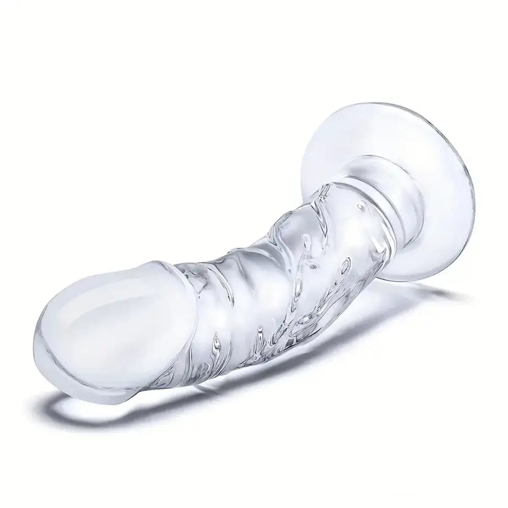 Clear glass dildo with disc base, photo 5