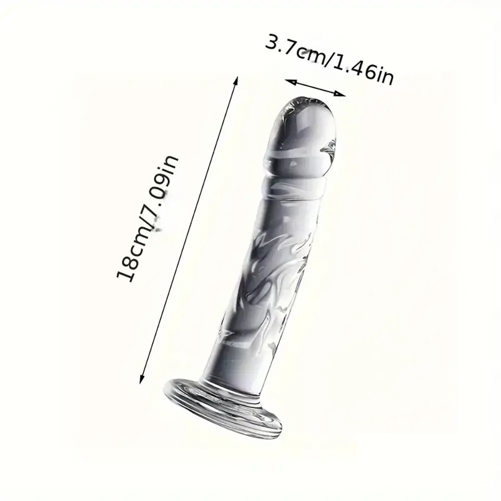 Clear glass dildo with disc base, photo 6