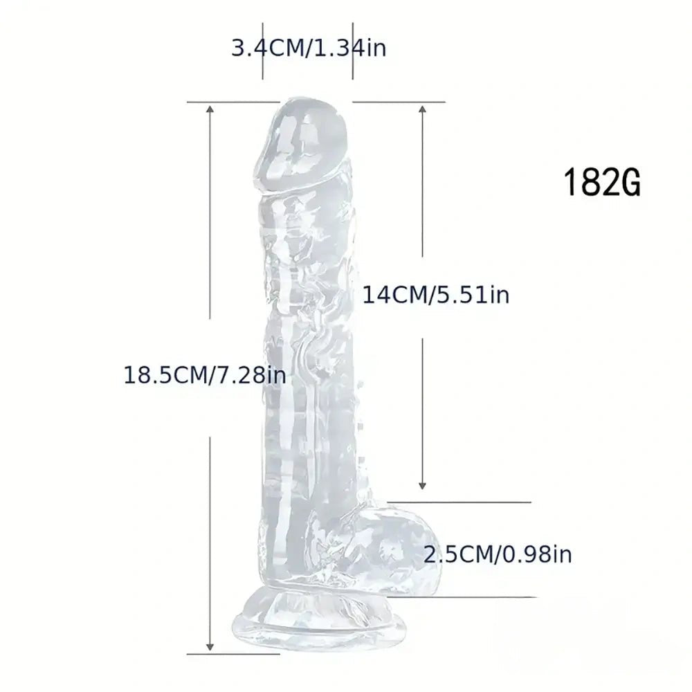 Clear transparent realistic dildo with vein texture, photo 2