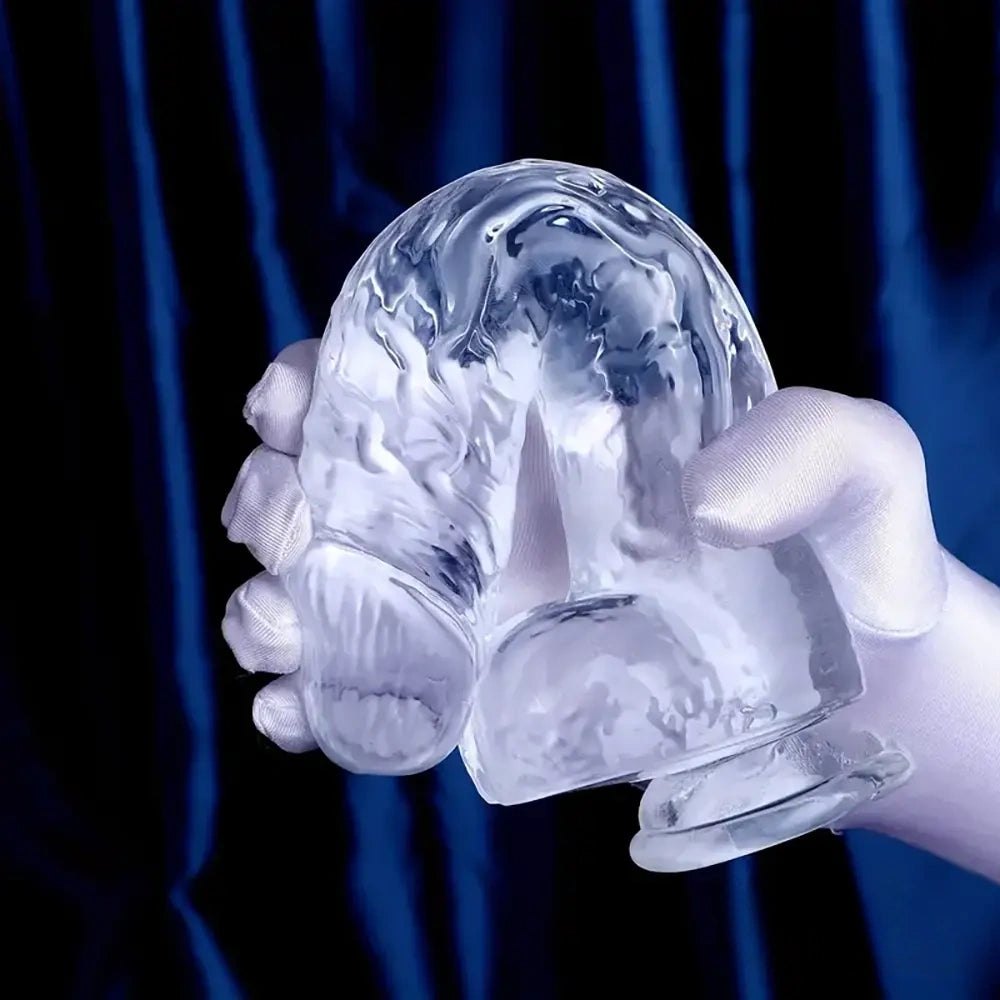 Clear transparent realistic dildo with vein texture, photo 5