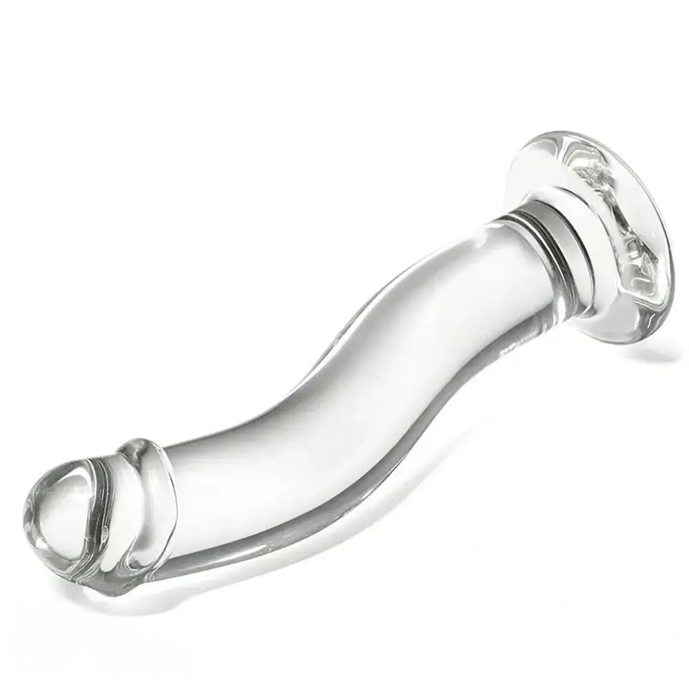 Clear curved glass dildo, photo 1