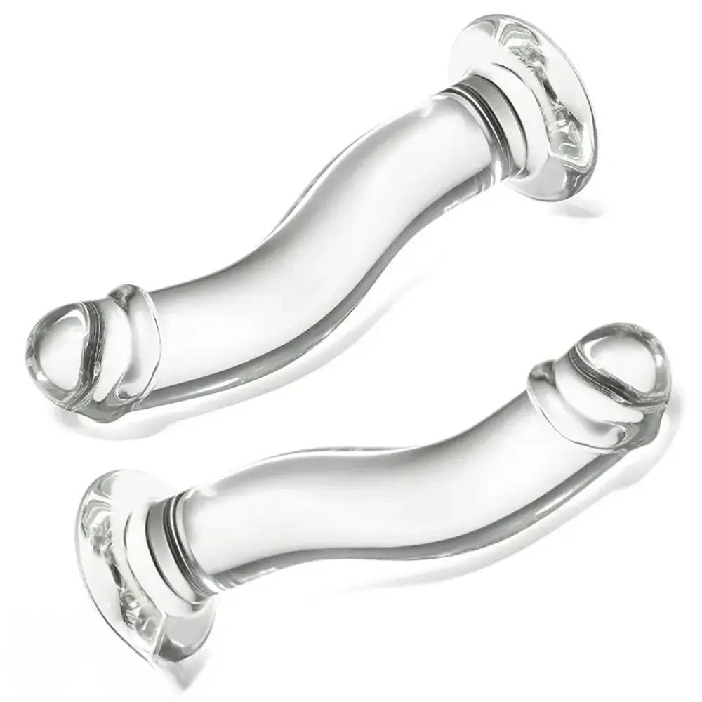 Clear curved glass dildo, photo 2