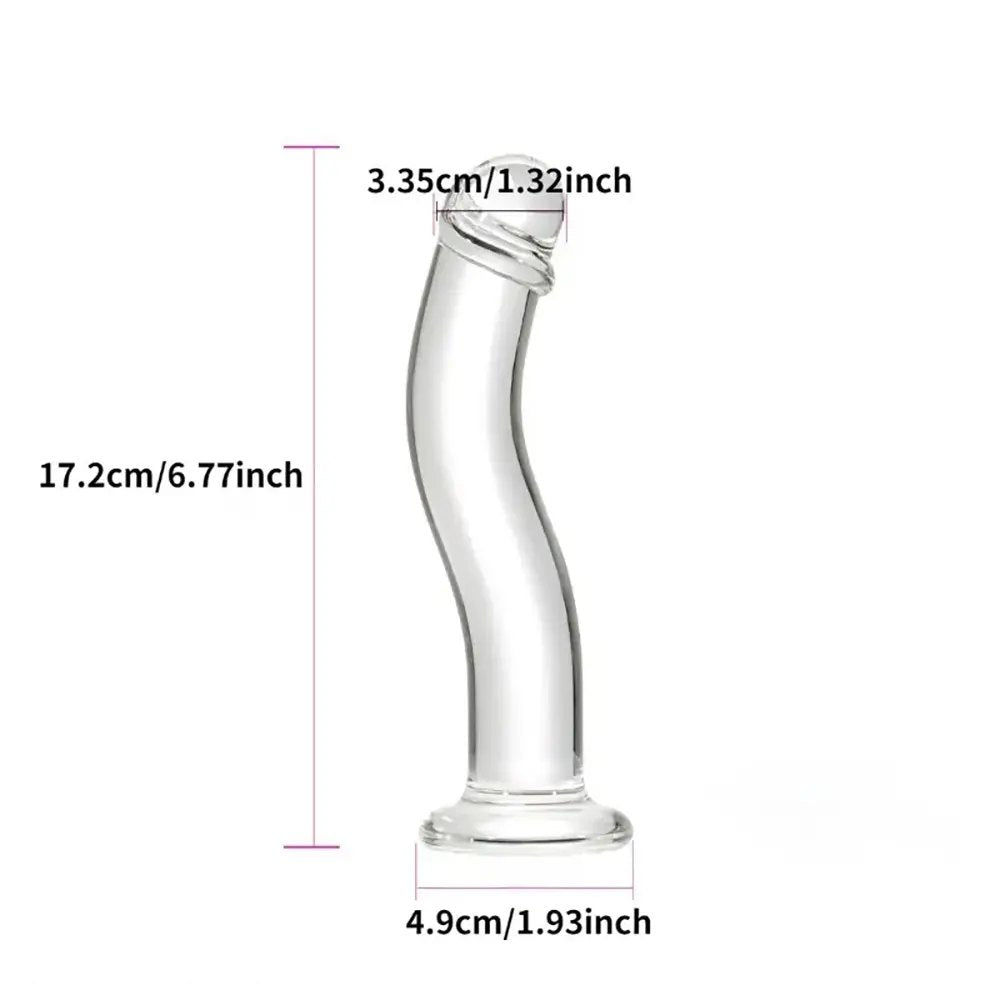 Clear curved glass dildo, photo 3