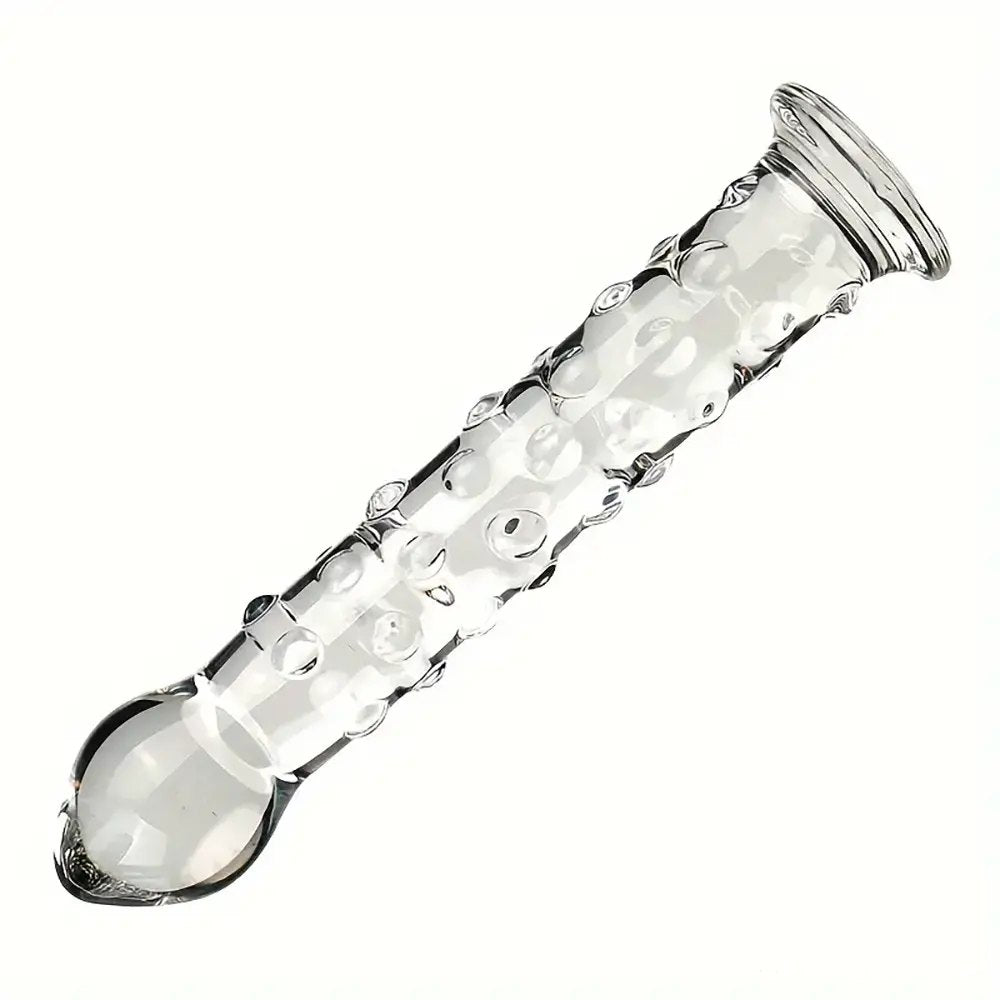 Clear glass ribbed dildo, photo 12