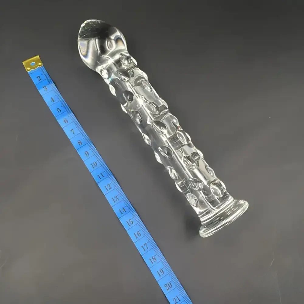 Clear glass ribbed dildo, photo 3