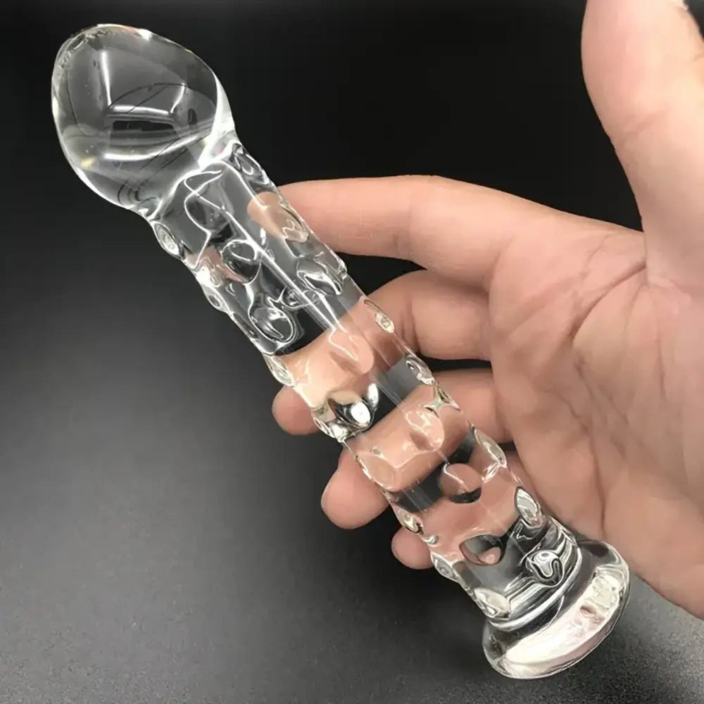 Clear glass ribbed dildo, photo 4