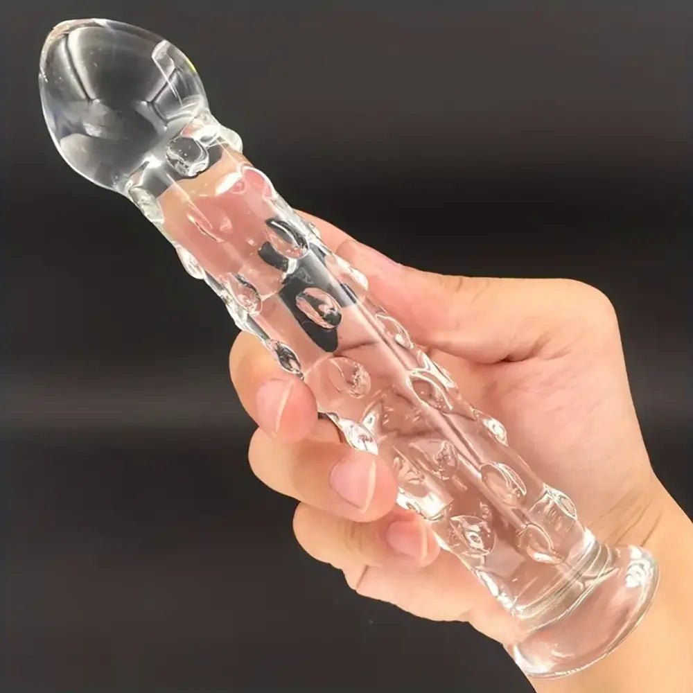 Clear glass ribbed dildo, photo 6