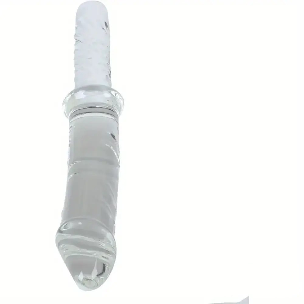 Clear glass dildo with ribbed end, photo 2