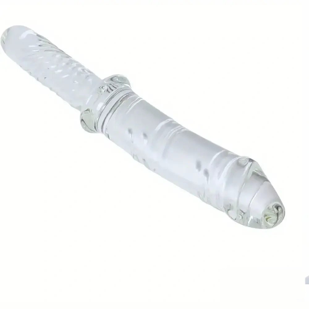 Clear glass dildo with ribbed end, photo 3