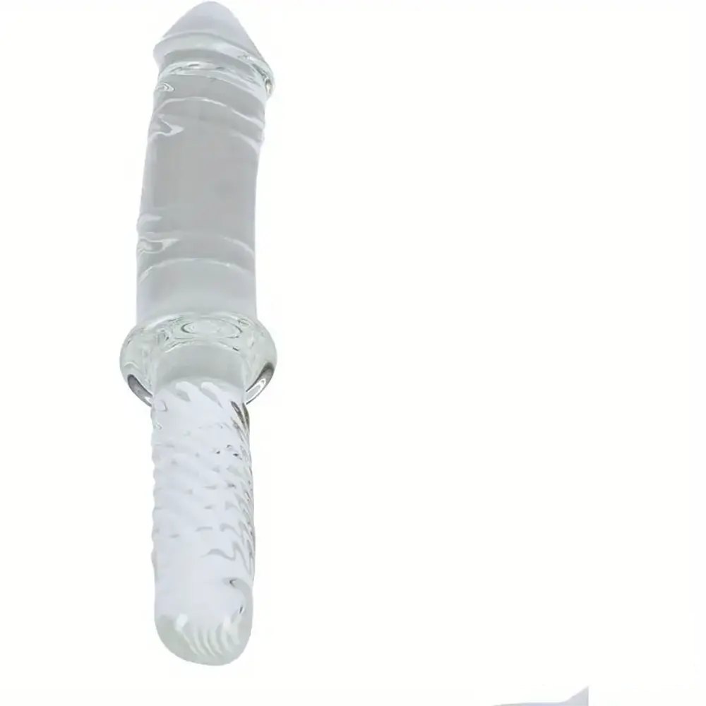 Clear glass dildo with ribbed end, photo 4