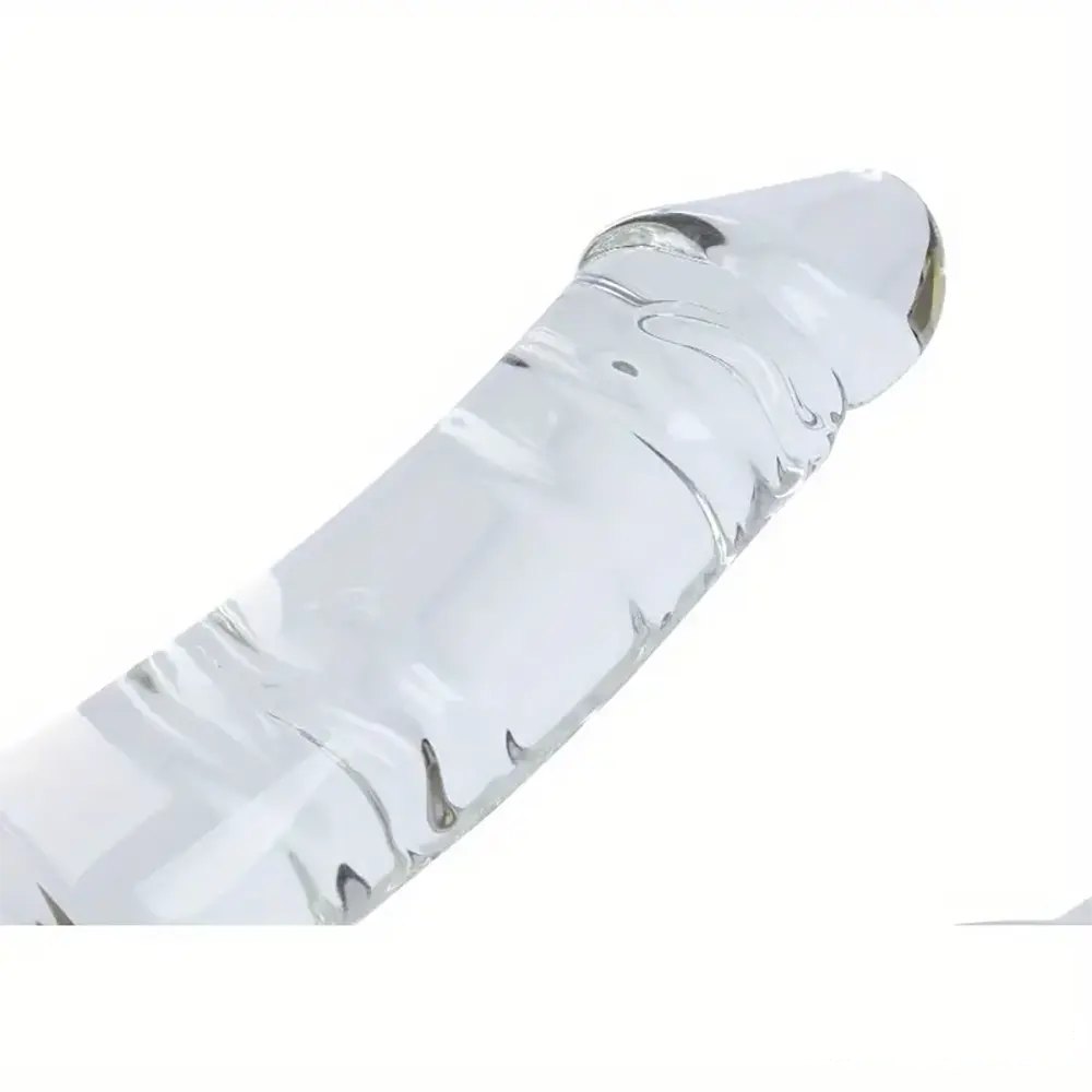 Clear glass dildo with ribbed end, photo 5