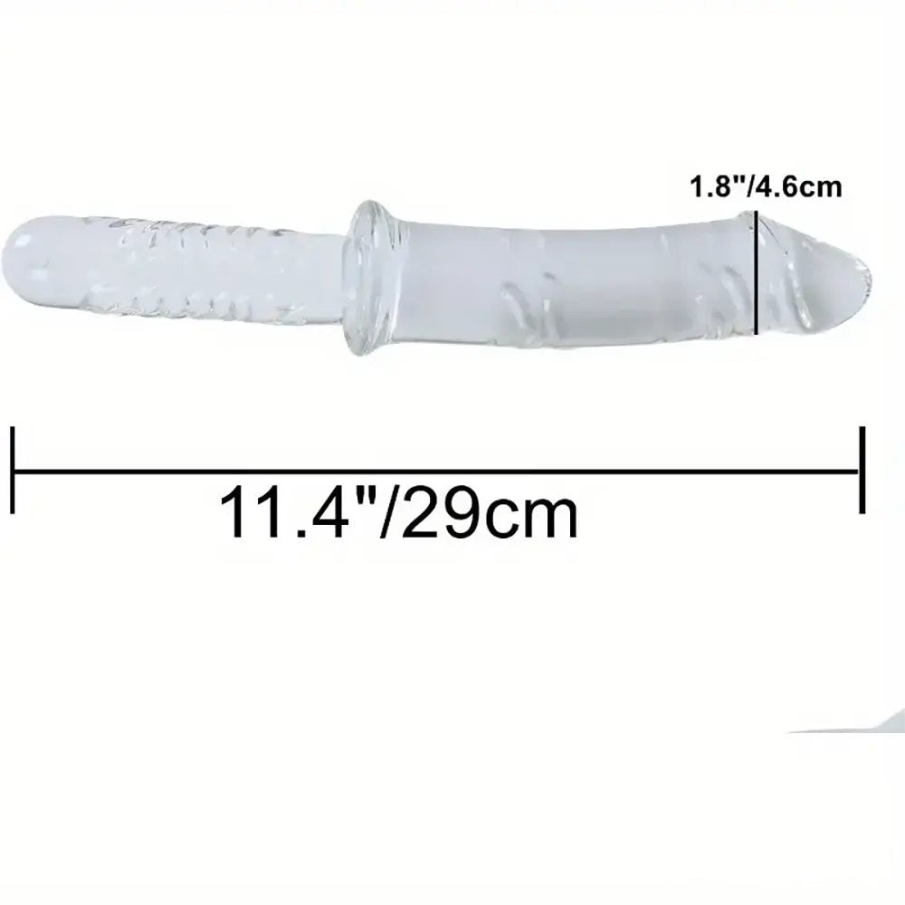 Clear glass dildo with ribbed end, photo 6