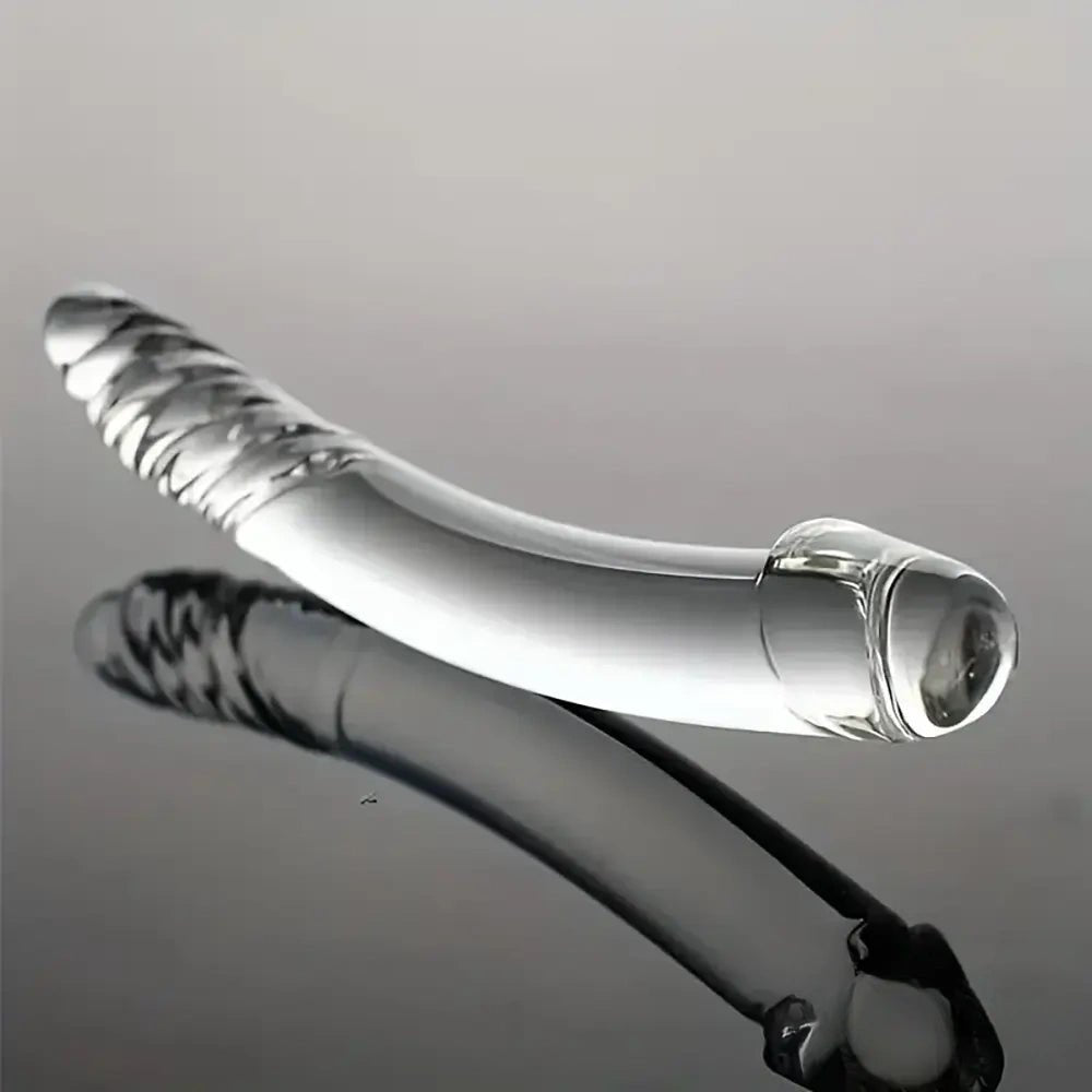 Clear curved glass dildo, photo 1