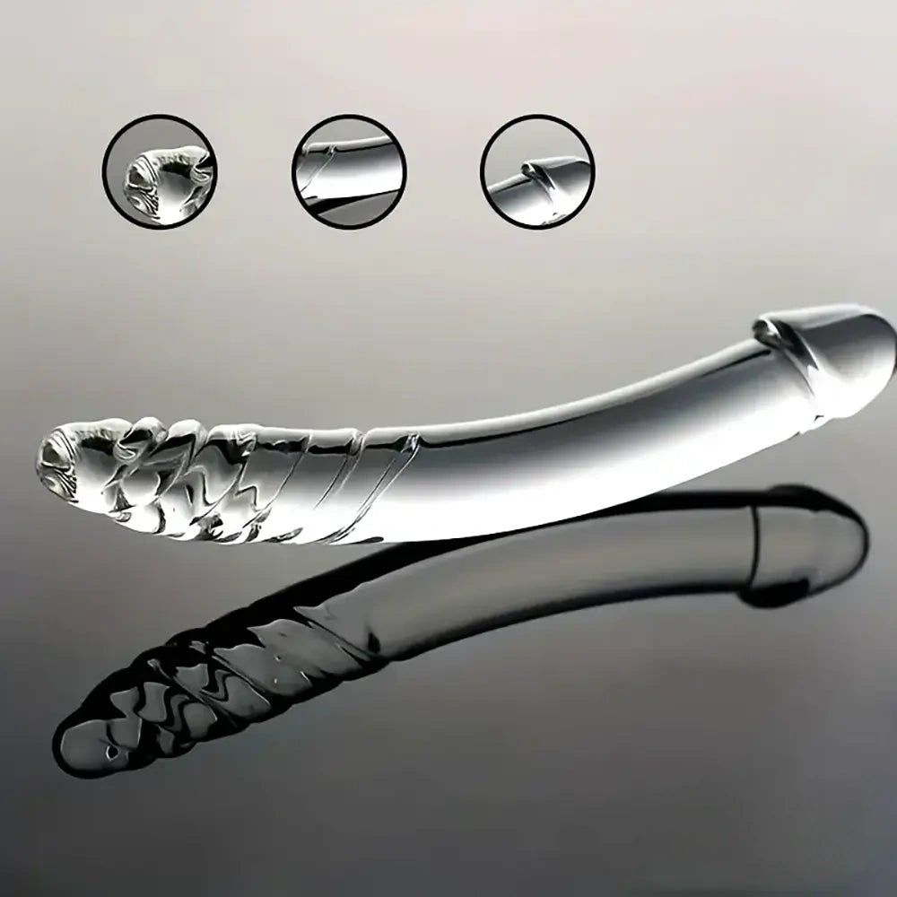 Clear curved glass dildo, photo 3