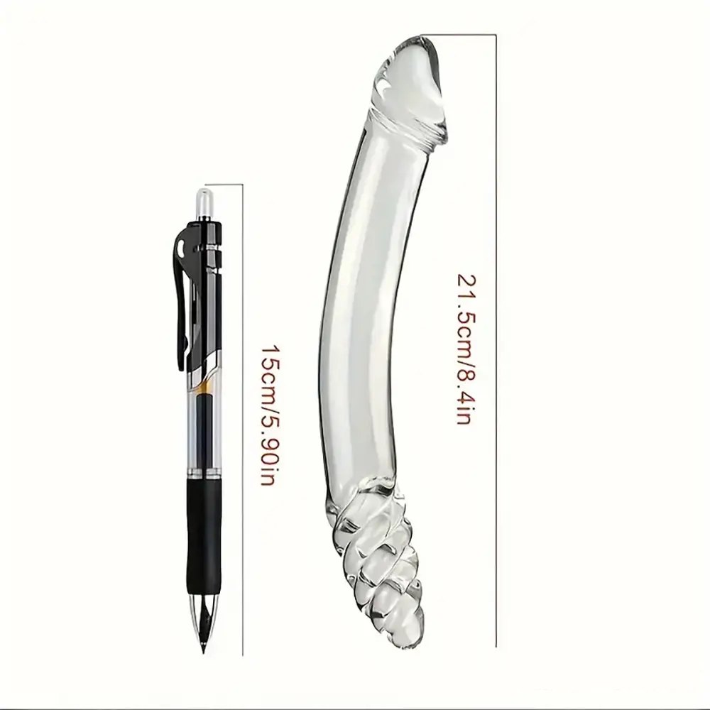 Clear curved glass dildo, photo 4
