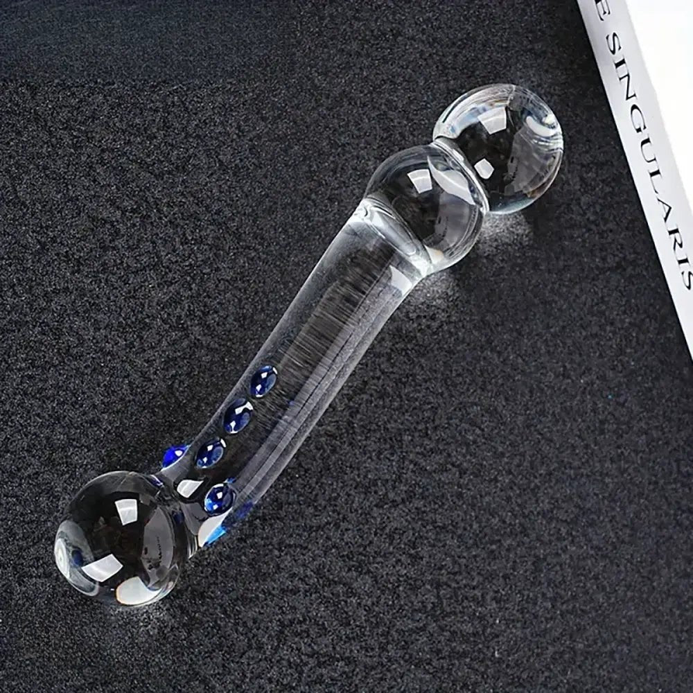 Clear glass double-ended wand dildo, photo 1