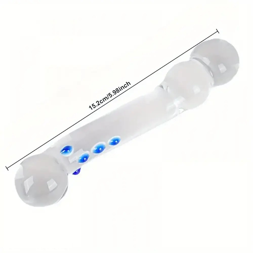 Clear glass double-ended wand dildo, photo 2