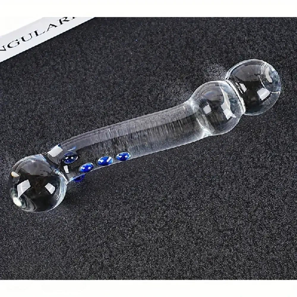 Clear glass double-ended wand dildo, photo 4