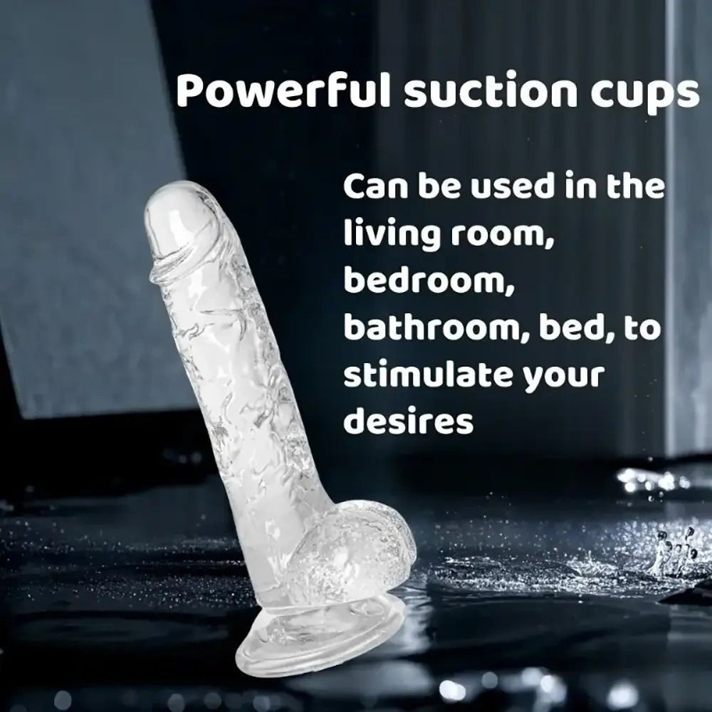 Clear realistic suction cup dildo, photo 4