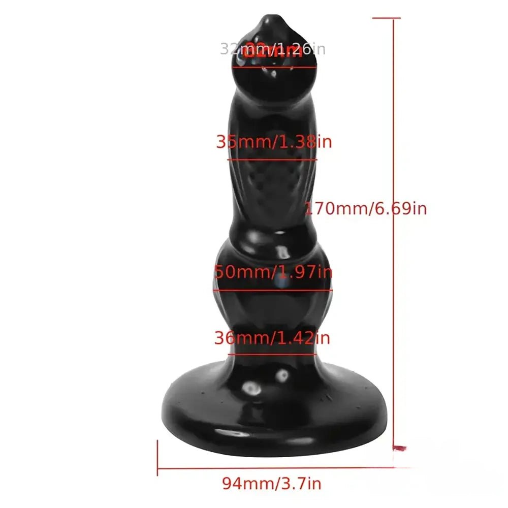 Black textured animal knot pvc dildo