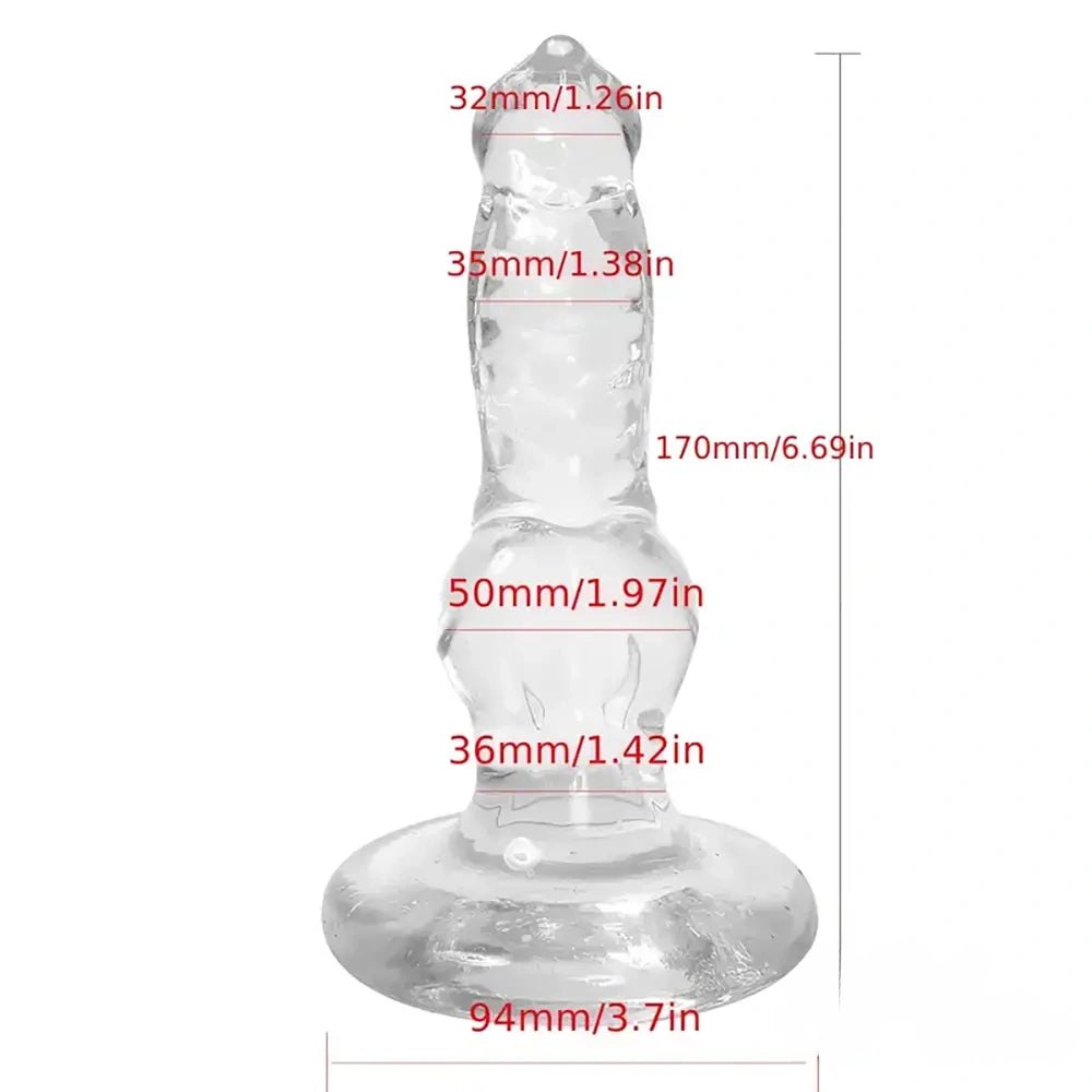 Clear textured animal knot pvc dildo