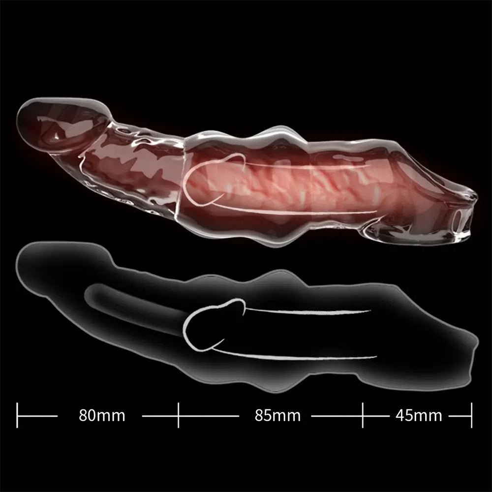 Clear PVC penis extension sleeve with ball loop, photo 5