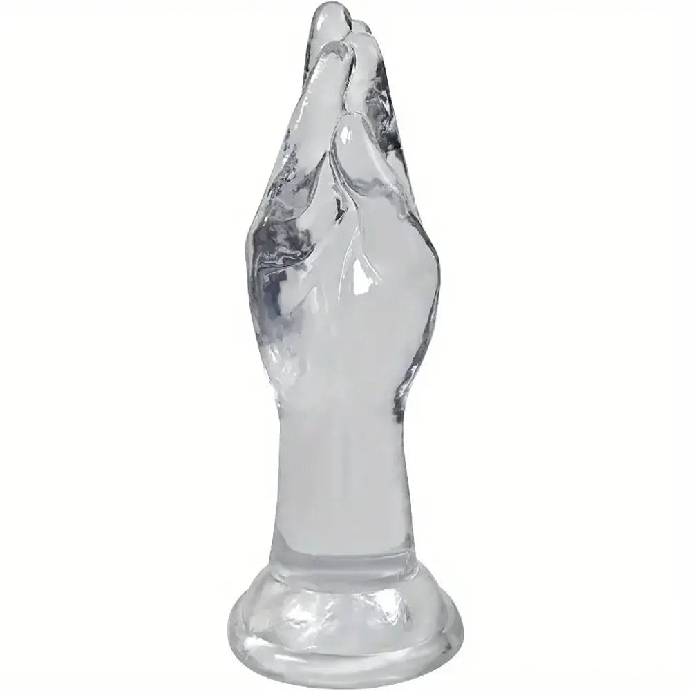 Clear pvc fist-shaped dildo with suction cup base, photo 1