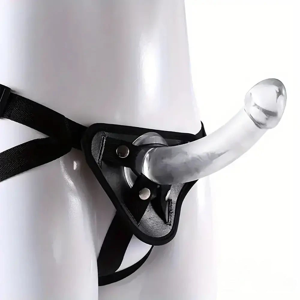 Clear pvc strap-on harness dildo, photo 1