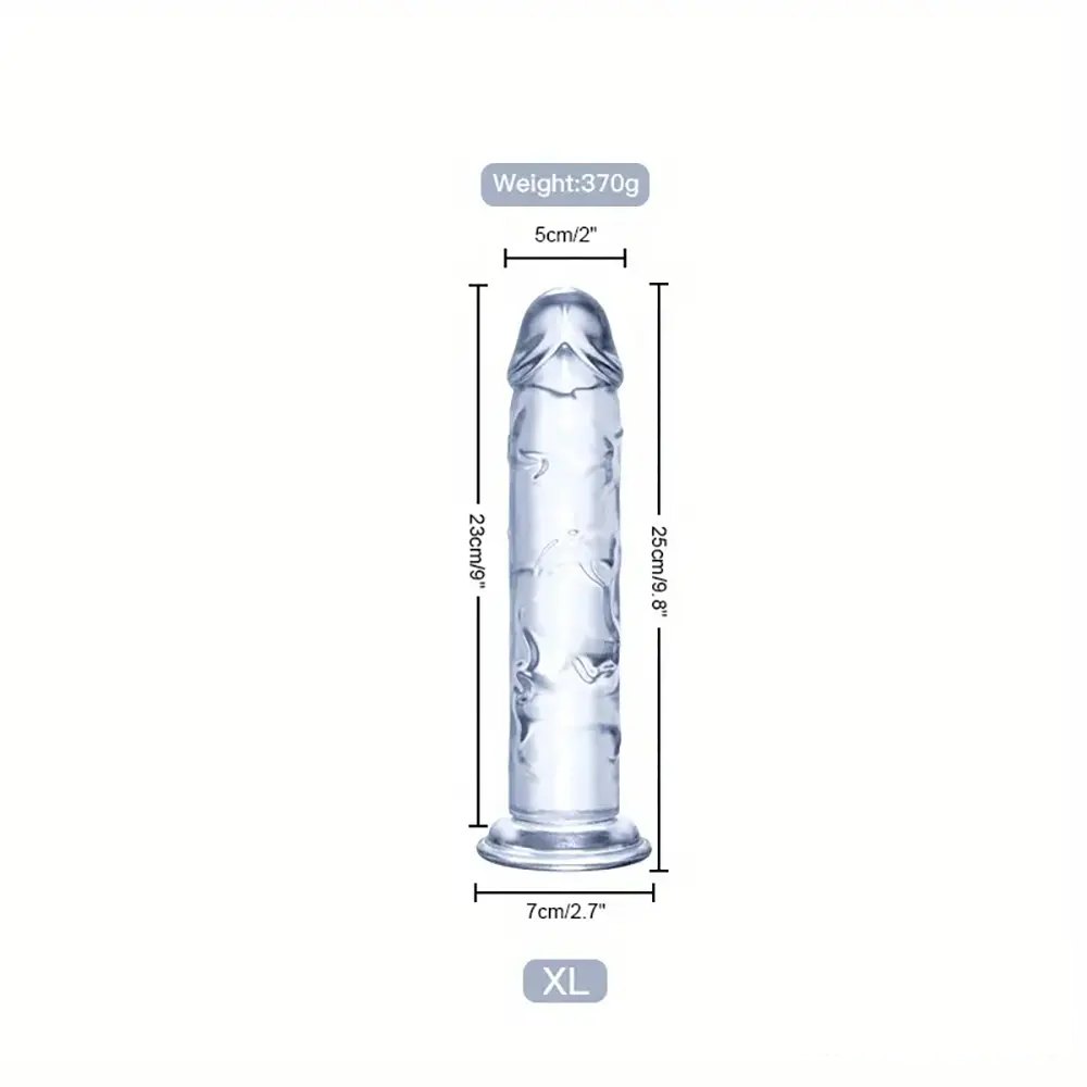 Clear realistic dildo with suction cup base, photo 10