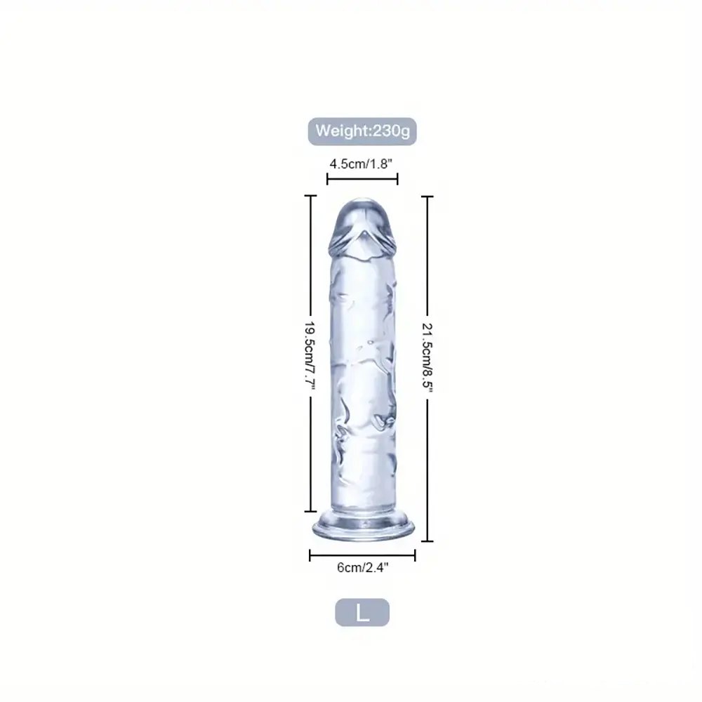 Clear realistic dildo with suction cup base, photo 11
