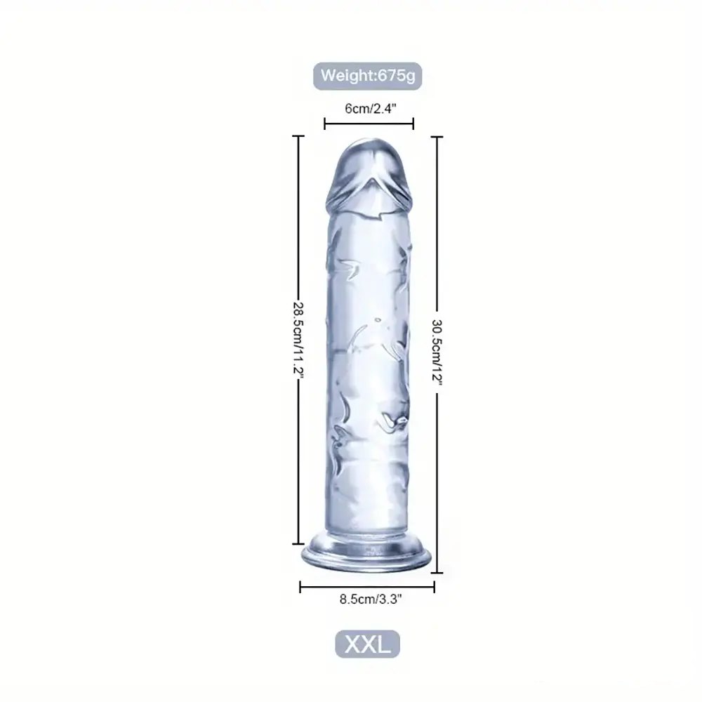 Clear realistic dildo with suction cup base, photo 5
