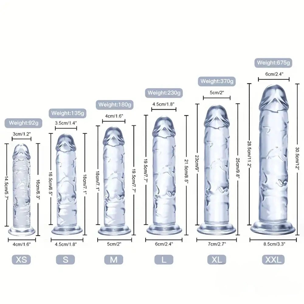 Clear realistic dildo with suction cup base, photo 6