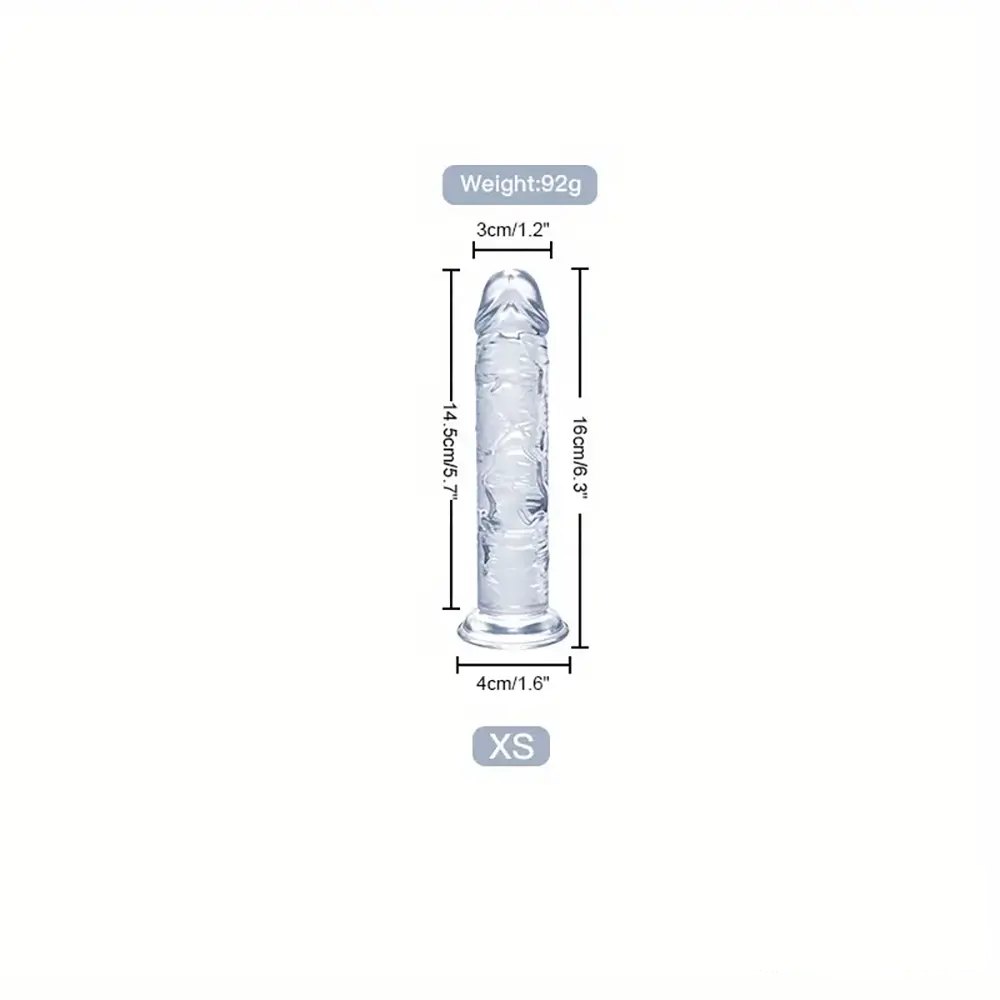 Clear realistic dildo with suction cup base, photo 7