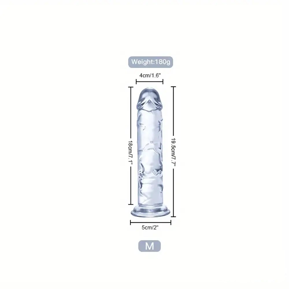 Clear realistic dildo with suction cup base, photo 8