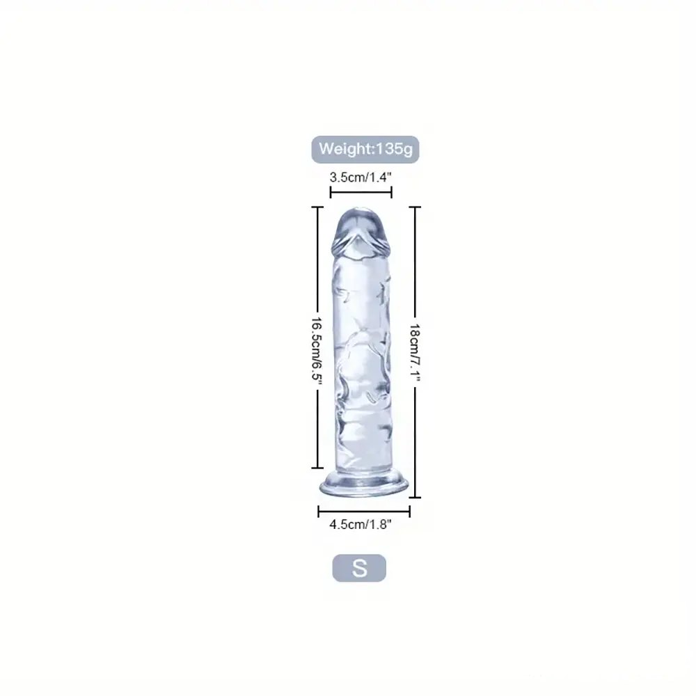 Clear realistic dildo with suction cup base, photo 9