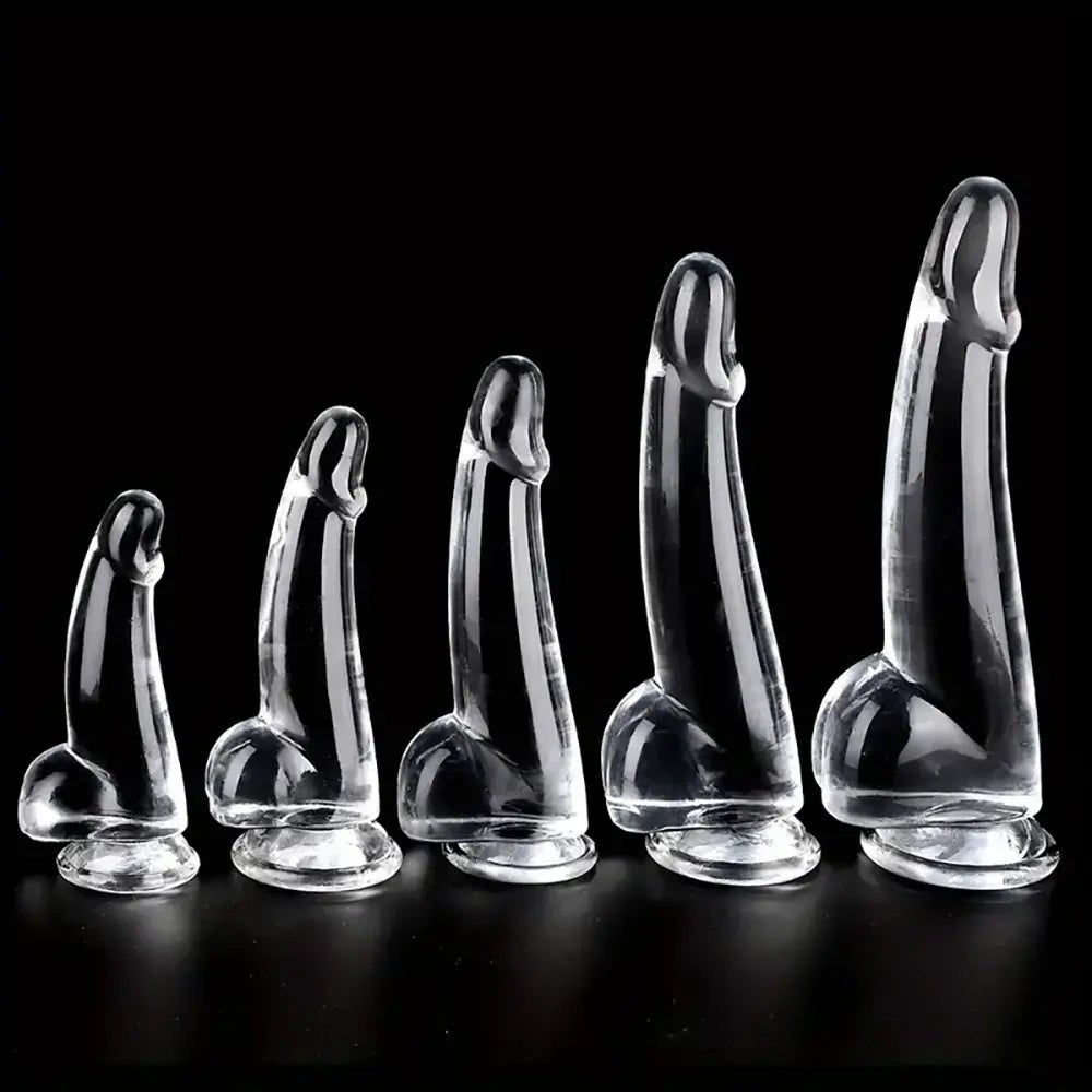Clear realistic suction cup dildo, photo 1