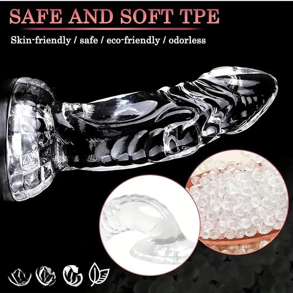 Clear ribbed anal prostate tpe dildo, photo 9